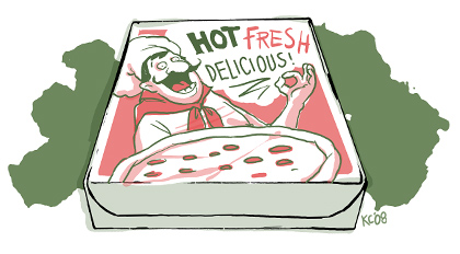 Pizza Box in Green, White, and Red
