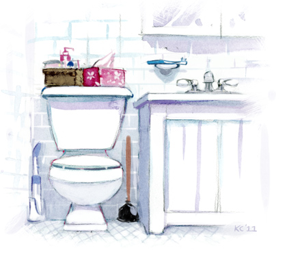 A drawing of Kevin Cornell's Bathroom